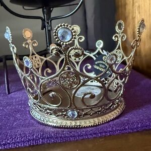 🔥 LARGE BATH & BODY WORKS crown with bling 3- wick candle holder GREAT PRICE